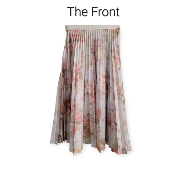 Behnaz Sarafpour romantic pastel floral pleated midi structured skirt size XS - Picture 5 of 14